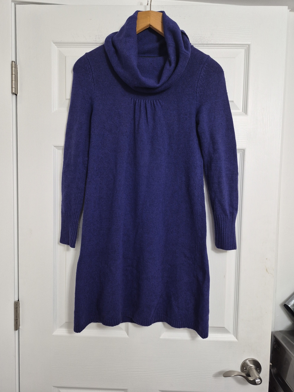 Banana Republic Deep Purple Cowl Neck Sweater Dress 45% Wool And 10% Cashmere
